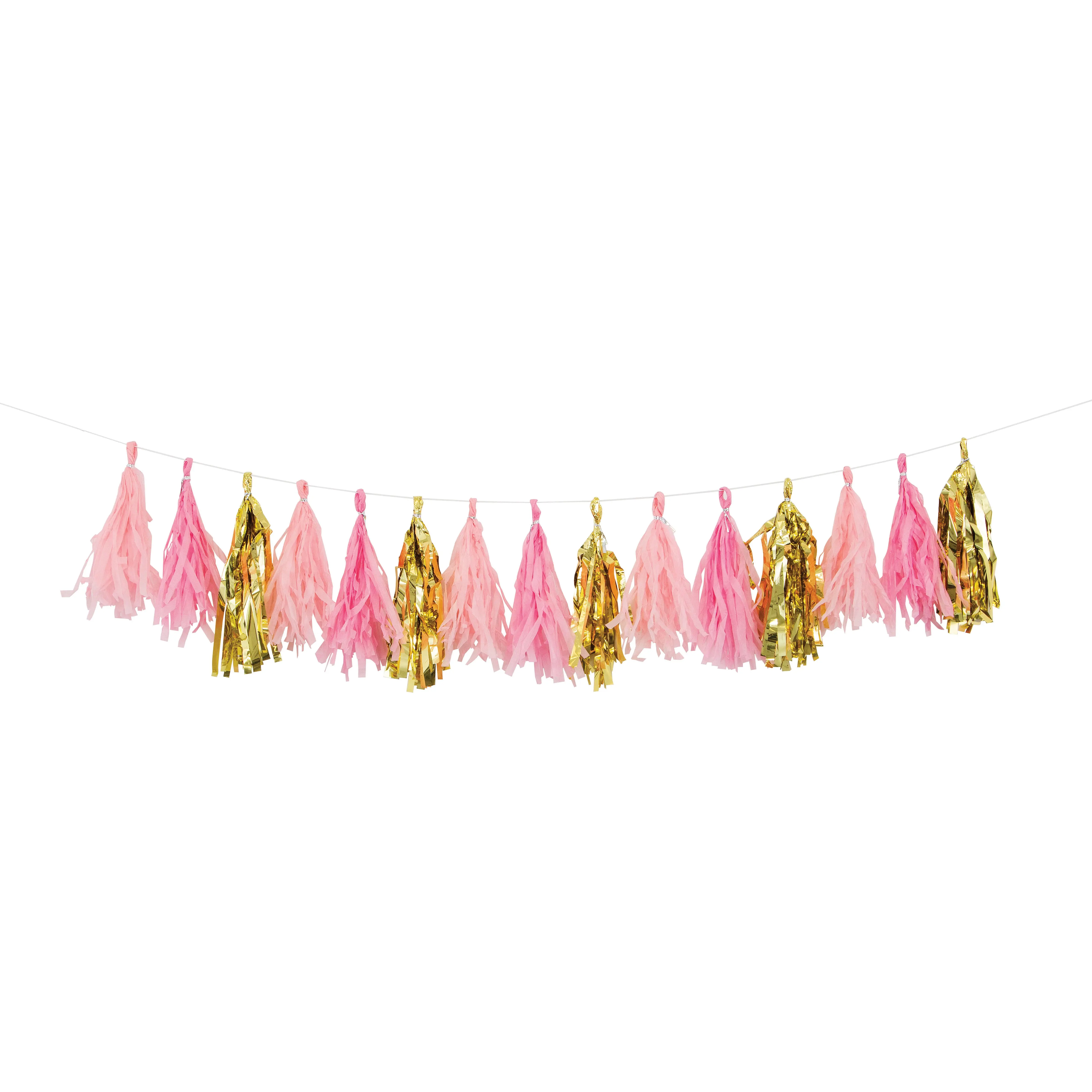Pink and Gold Celebration Tassel Garland
