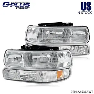 Fit For 99-02 Silverado 00-06 Suburban Tahoe Headlights + Bumper Signal Lamps