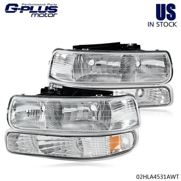 G-PLUS Headlights for 1999-2002 Silverado & 2000-2006 Suburban Tahoe Headlights + Bumper Signal Lamps