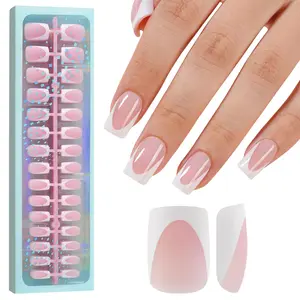 Pink Deep French Gel Nail Tips, 150Pcs Short Square Soft Gel Nail Tips, French Tips Press on Nails, Fake Nails for Nail Art DIY 15 Sizes