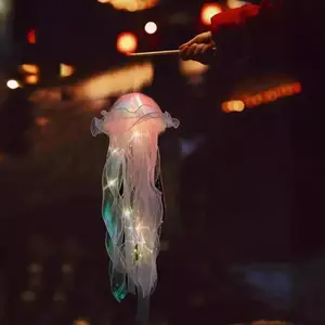 LED Jellyfish Lamp Colored DIY Mermaid Jellyfish Light Hand-held Luminous Lantern Girls Birthday Party Wedding Decor Night Light