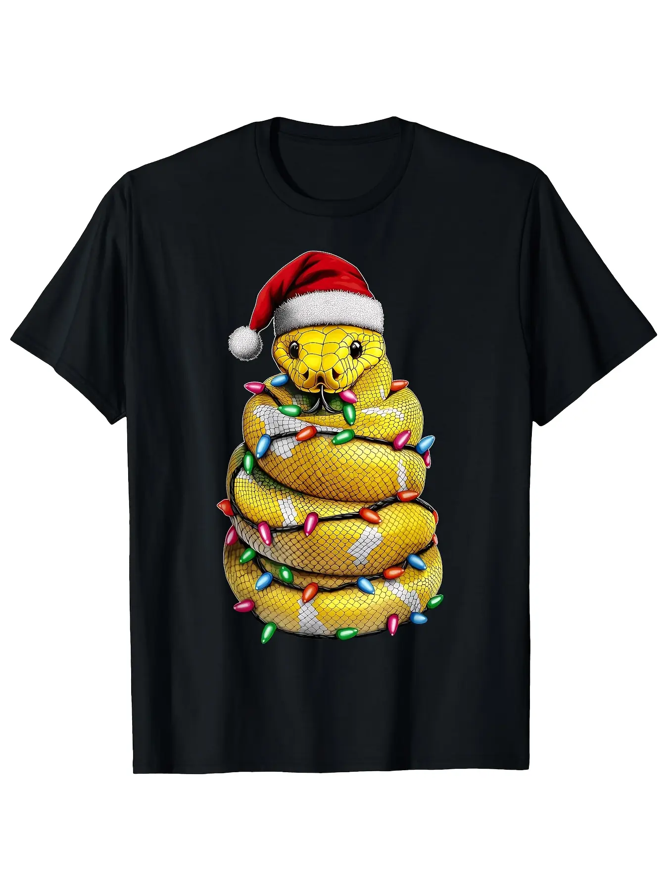 Men'S Relaxed Tee Featuring a Christmas Python Des unisex soft cotton short sleeve t shirt, vintage graphic casual tee for men women teens, perfect birthday holiday gift for camping travel gym daily street  wear