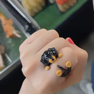 1pc Adjustable Open Ring Suitable for Best Friend Couple's Matching - Minimalist Pet-Themed Ring with Paws & Puppy Design, Low-Cost Gift for Dog Lovers, Casual Attire for And, for Teenager