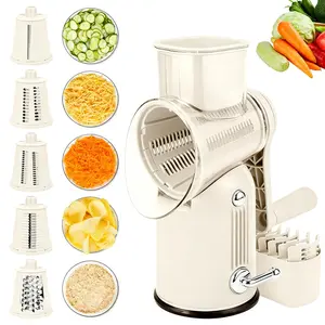 UFORU 5-in-1 Rotary Cheese Grater & Vegetable Chopper with Suction Base, Safety Handle - for Cheese, Vegetables, Fruits & Shredding Chicken#SummerWins