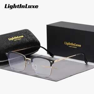 LightInLuxe Unisex Fashion refined functional Full Frame plano glasses, Outdoor High-end and elegant Anti-Blue Light Blocking Square plano glasses