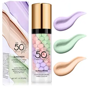 3 in 1 Tinted Primer SPF 50, One Step Color Correcting Moisturizer with Sunscreen, Oil Control Long Lasting Makeup Base for Glowy Natural Skin