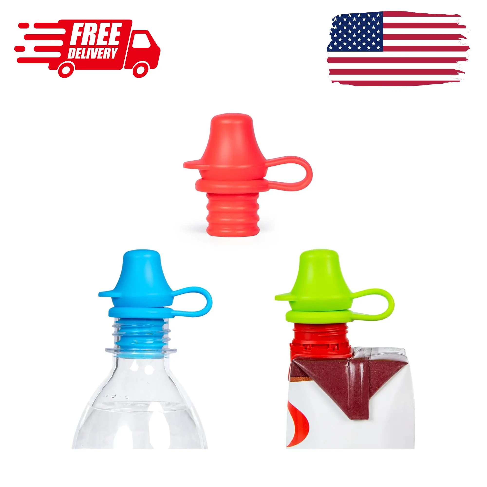 Original Bottle Topper, Silicone Sippy Spout, 3 Pack, Fits 28mm