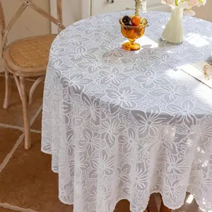 French Lace Tablecloth, High-End Atmosphere Cover Cloth, Square Tea Table Scarf, Perfect for Weddings, Parties, Kitchen Restaurants