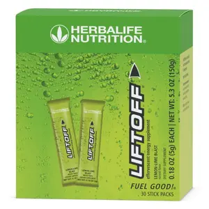 Herbalife Nutrition Liftoff Lemon Lime 30 Stick Packs Vitamin Enriched Energy Drink Mix with Caffeine & B Complex Vitamins for Alertness