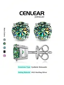 Women's S925 Silver Moissanite Earrings, Hypoallergenic Jewelry Gift Box Included, Elegant Design for Women Daily Wear & Gifts