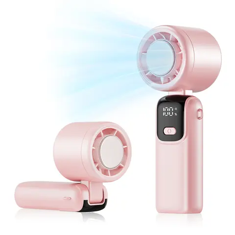 Portable Mini Turbo Fan, Foldable Handheld Fan with Smart LED Display, 100 Adjustable Speeds, Battery Operated Personal Fan for Travel, Beach, Office, Indoor and Outdoor Use