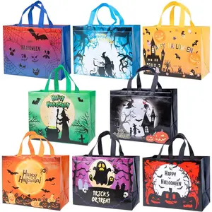 8 count Multifunctional Non-Woven Tote Bags with Handles, Large  Happy Halloween Bags for Gifts, Party Supplies, 12.6x10x6.7