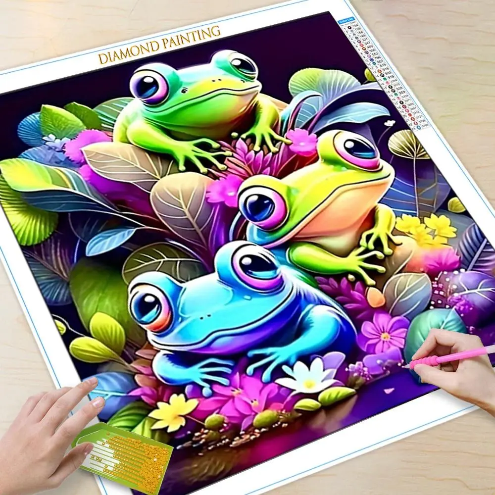 Cartoon Frog Pattern DIY Diamond Arts Colorful Painting Kit without Frame, DIY 5D Diamond Arts Colorful Painting Kit, Fun Easy Decorative Wall Art Decor for Home, Handicraft Diamond Painting Kits