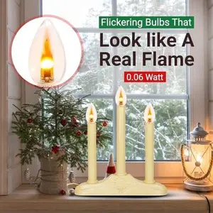 LED Flickering Flame Bulb – C7, E12 Base, 0.06 Watt, Flicker Flame LED Bulb with a Warm Glow That Flickers and Dances Up and Down - for Halloween, Christmas Candolier Window Candle - 2/Pkg