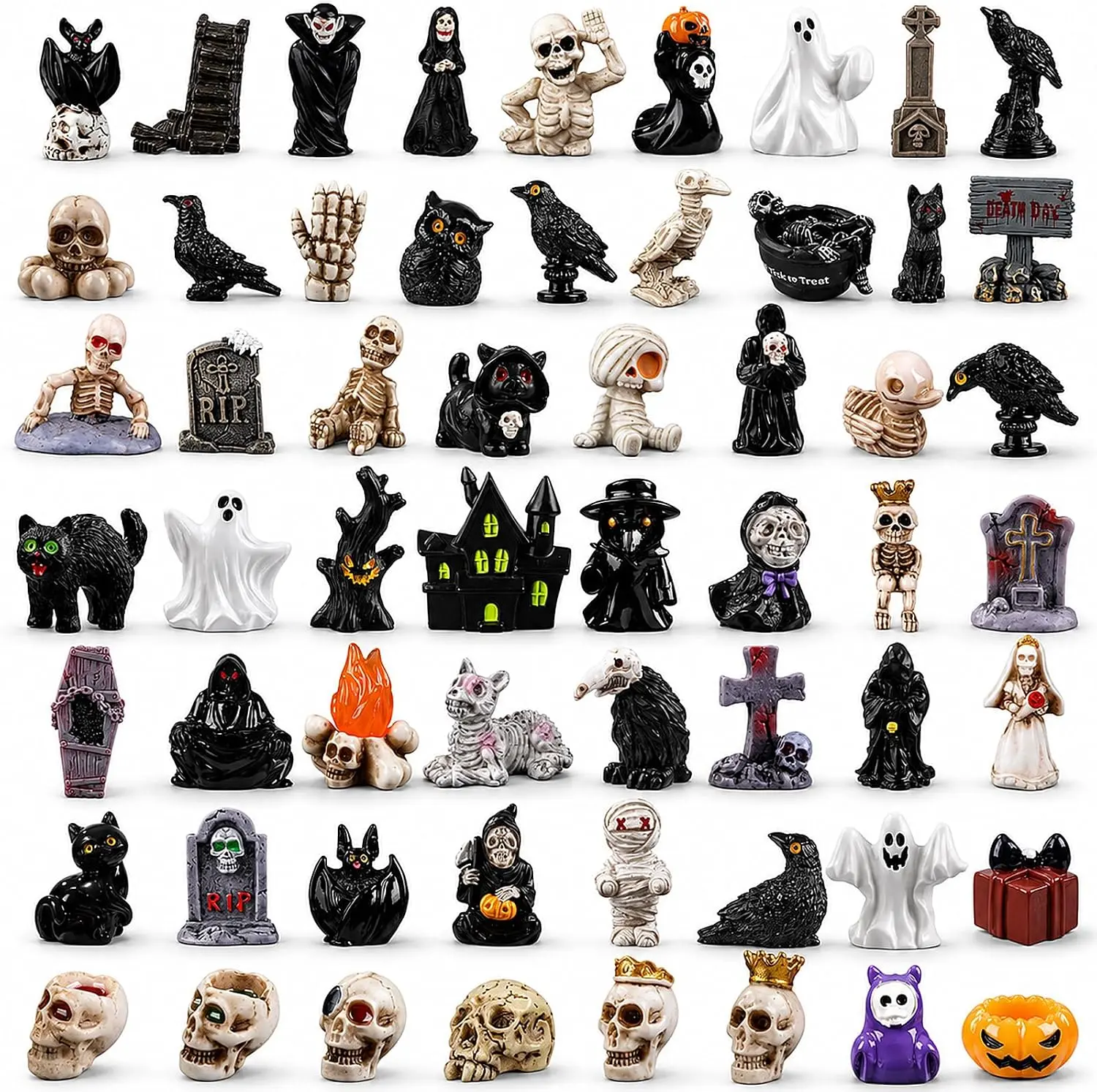Halloween Fall Gift  60pcs Resin Miniatures Mini Resin Ghost Figures to Hide Toys Tiny Little Small Figurines Bulk for Halloween Craft Party Favors Bag Fillers Garden Dollhouse Decor
