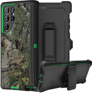Green Tree Rugged Defender Case For Samsung Galaxy S26 / S25 / S24 / Plus / Ultra / Shockproof Heavyduty Protection cover With Belt Clip Phonecase  Protective Casing