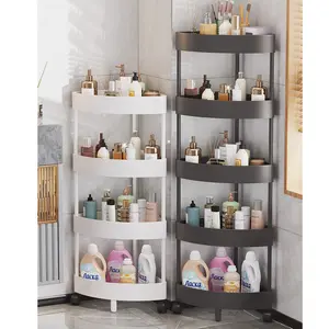 Corner cabinet in the bathroom, triangular storage rack, floor-standing multi-level organizing rack, storage shelf for kitchen and bathroom - suitable for various scenarios for storage purposes.