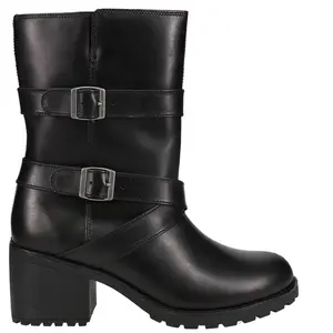 Harley-Davidson Womens Lalanne Triple Strap Motorcycle Casual Boots Mid Calf Mid Heel 2-3" - Black