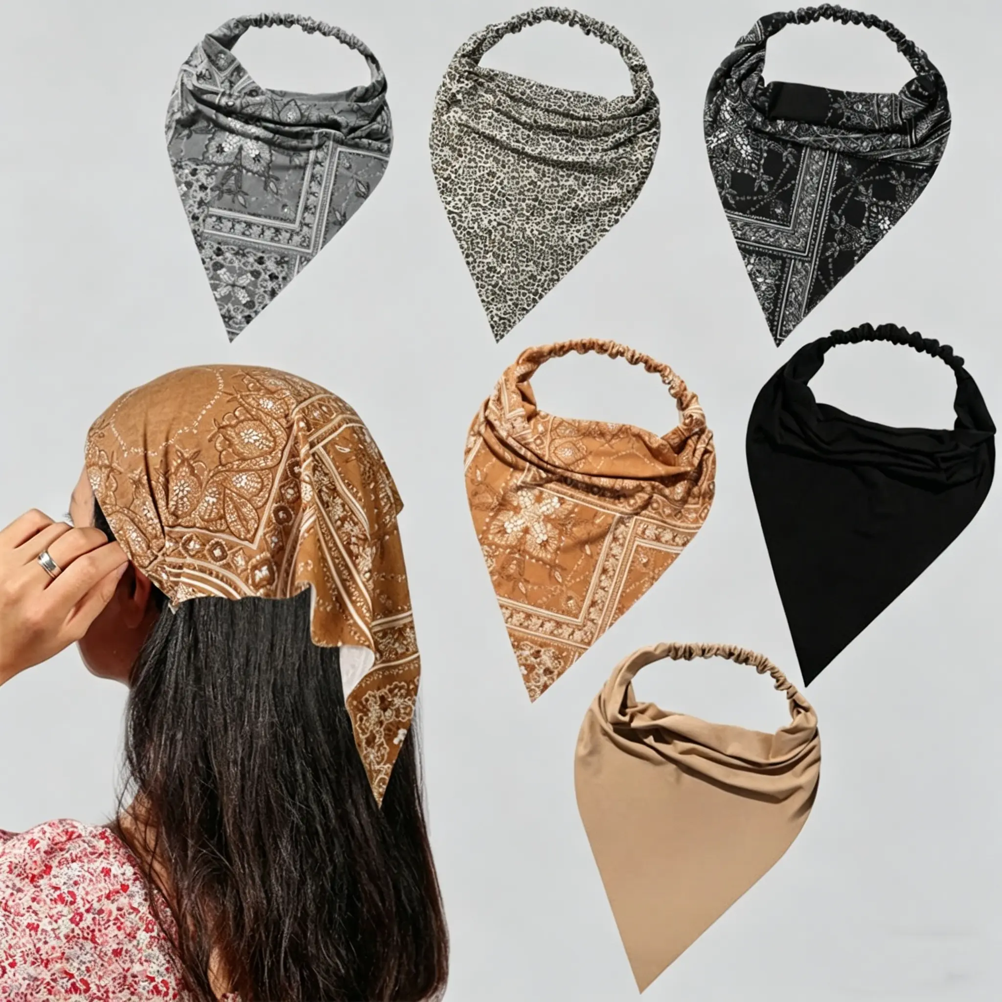 Women's Double-Layer Triangle Headband - 6-Pack - Bohemian Style Headbands