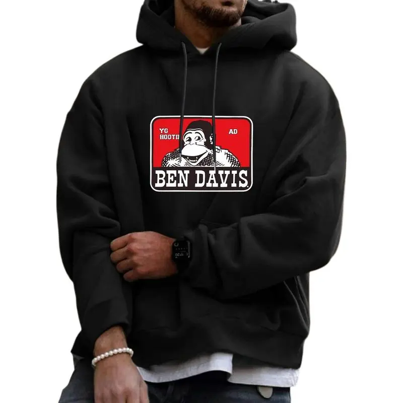 Graphic Hoodie Men's Casual Ben Davis Inspired Sweatshirt, Y2K 2000s Streetwear Hoodie, Long Sleeve Fall Outfit, Game Day Fit, Vacation Outfit, Graphic Pullover Hoodie for Men, Retro Urban Fashion, Viral TikTok USA Unisex hoodie