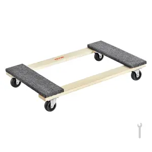 【FathersDayGift】 VEVOR Furniture Dolly, 1000 lbs Load Capacity, 18" x 30", 4 x 3" PP Swivel Casters, Heavy Duty Hardwood Furniture Moving Dolly, Mover's Dolly, Moving Cart with Wheels for Heavy Furniture Home Cleanin