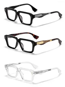 Caterside Anti-Blue Light Metal Frame PC Lens Glasses, Unisex Casual Style, Perfect for Travel Beach Cycling Music Festivals