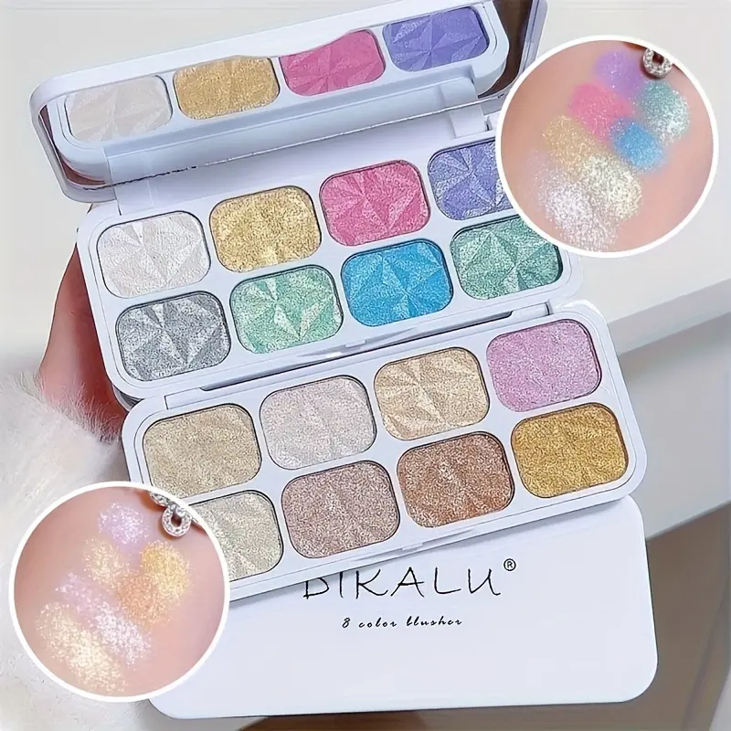 An 8-Color Highlight Eyeshadow Palette Featuring Glitter Powder And Pearl Light a Three-Dimensional Effect. This Fine Powder Is Perfect Stage Performances