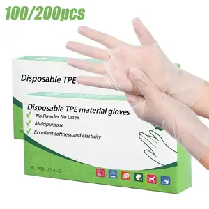 100/200pcs Disposable Transparent Tpe Gloves, Household Cleaning Gloves, Suitable for Hair Dyeing, Pet Bathing, Kitchen Bathroom Use, Work Gloves