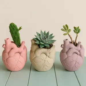 Warrenty Concrete Human Anatomical Heart Shape Planter - Durable Cement Pot for Indoor Outdoor Use with Manufacturer Warranty