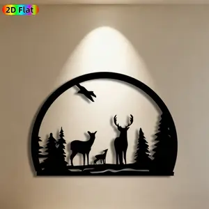 1pc Deer Family Metal Wall Art,Nature-Inspired Deer Statue Mural, Ideal Gift for New Year, Christmas, Wildlife Decor Enthusiasts, Weather-Resistant Metal Wall Decor , Perfect for Outdoor Garden Wall & Backyard Fence, Unique Home Decor Accent