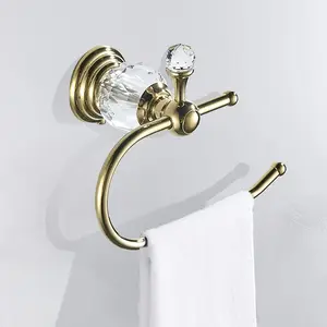 1pc Polished Golden Toilet Paper Holder, Crystal Tissue Holder Bathroom Accessories Wall Mounted(Golden/Silvery)
