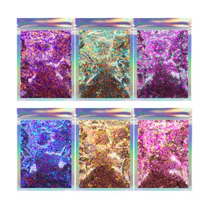 6 bags chameleon glitter bundle chunky mix color shifting glitter for Halloween DIY arts Christmas decorations crafts tumblers resin epoxy projects