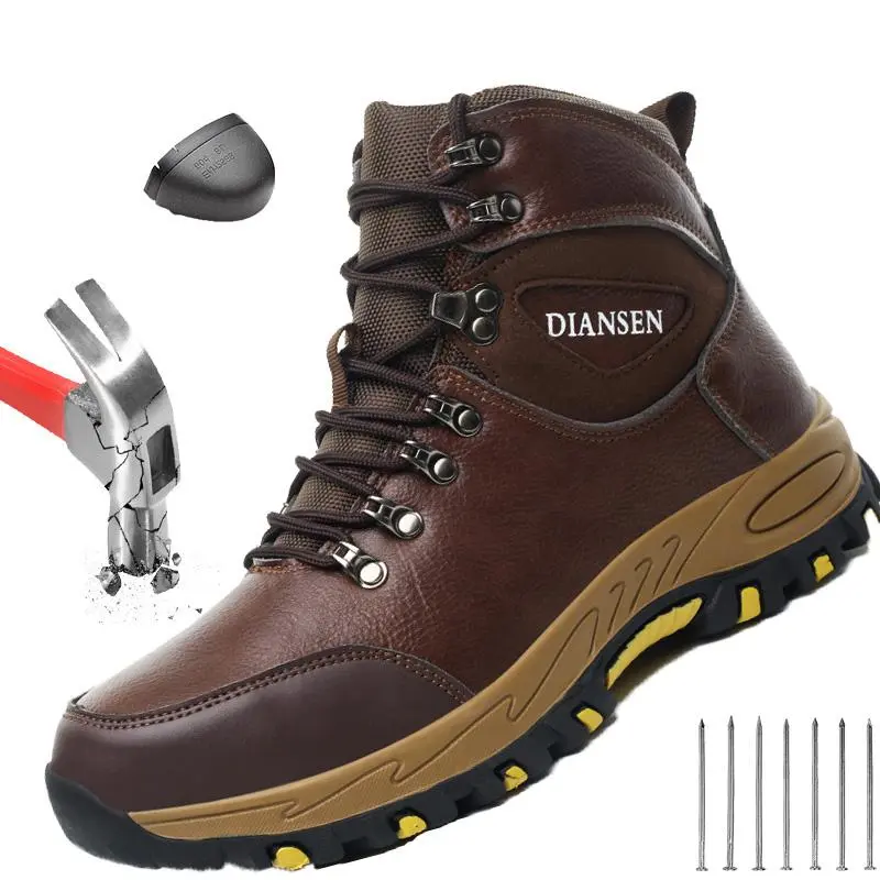 Wear-resisting Men Work Safety Boots Anti-smash Anti-puncture Work Sneakers Waterproof Boots Indestructible Protective Work Boot Construction Work Shoes best waterproof work boots Roofing Shoes
