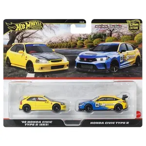 Car Culture Premium 2-pack '99 Honda Civic Type R EK9 / Honda Civic Type R, Spoon Livery, 1/64 Scale, Diecast Model Car