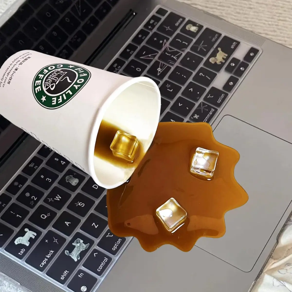 Fake Spilled Coffee Cup Prop, Funny Gag Gift for Adults & White Elephant