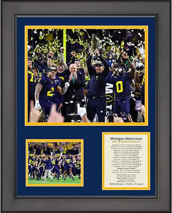 Fame Sports Memorabilia No Frame d Michigan Wolverines 2023 National Championship College Football Playoff 