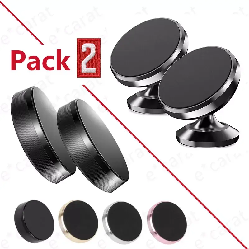 2-Pack Magnetic Car Dashboard Mount Holder Stand for Samsung Galaxy iPhone and Most Smart Phones - Black - Cellphone