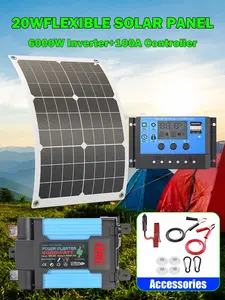 20w Solar Power Generation System Kit with 100a Controller, 110v/220v Inverter for Complete Off-Grid Living