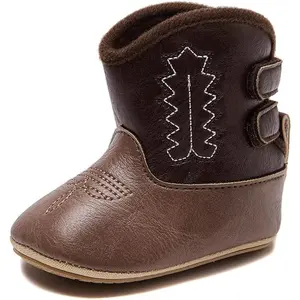 Baby Cowboy Boots Western Boots Toddler Cowboy Bootie Soft Sole Non-Slip Crib Shoes for Infant Boys Girls (0-18 Months)