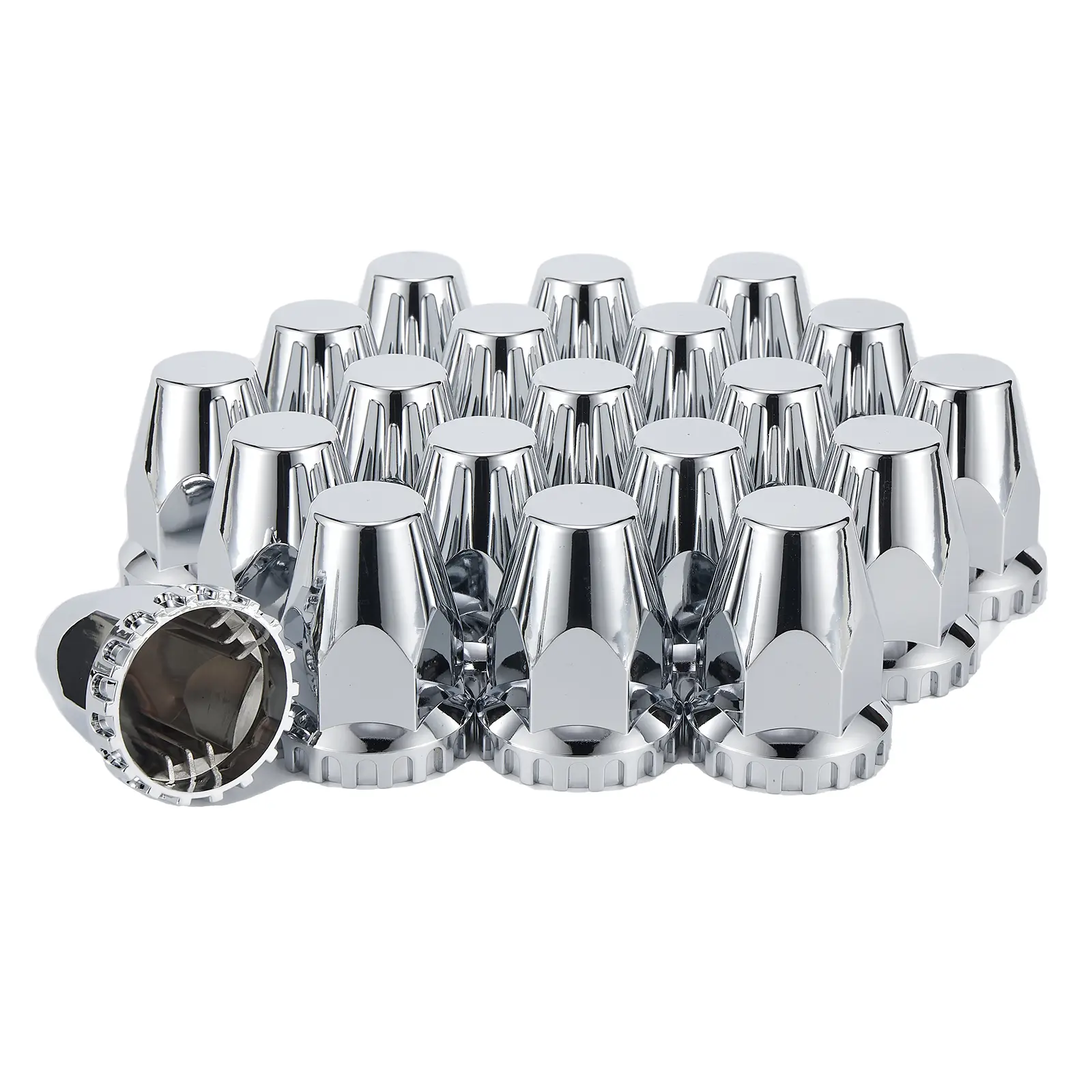 2-7/8" x 33mm Push On Chrome Lug Nut Covers, ABS Plastic Caps for Semi Trucks & Trailers