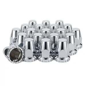 2-7/8" x 33mm Push On Chrome Lug Nut Covers, ABS Plastic Caps for Semi Trucks & Trailers