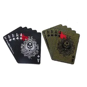 Set of 2 Dead Man's Hand Aces Full of 8's Spade Skull Iron on out law mc biker patch