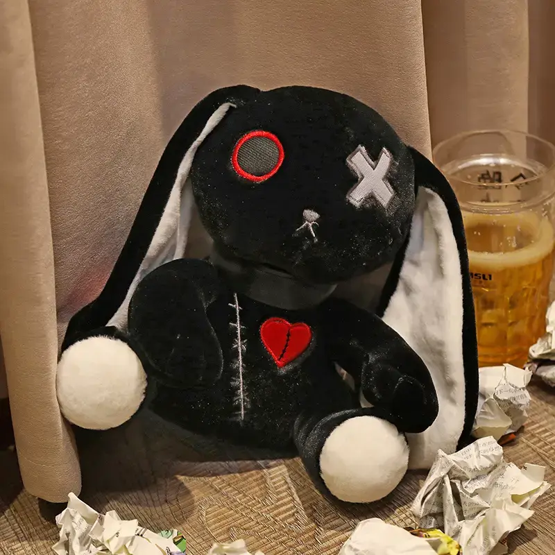Soft Plush Bunny Standing Toy - Halloween Scary Long-Eared Stress Relief Doll, Suitable for Fans as Easter Birthday Gift