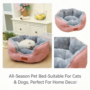 Pet Bed Shaped Beds Pet Supplies Velvet Cute Cat Nest Half-Enclosed Pet Pad High-End Cat Dog Mat, Cozy and Comfortable Home Pet Sleeping Area Bed Built Kennel