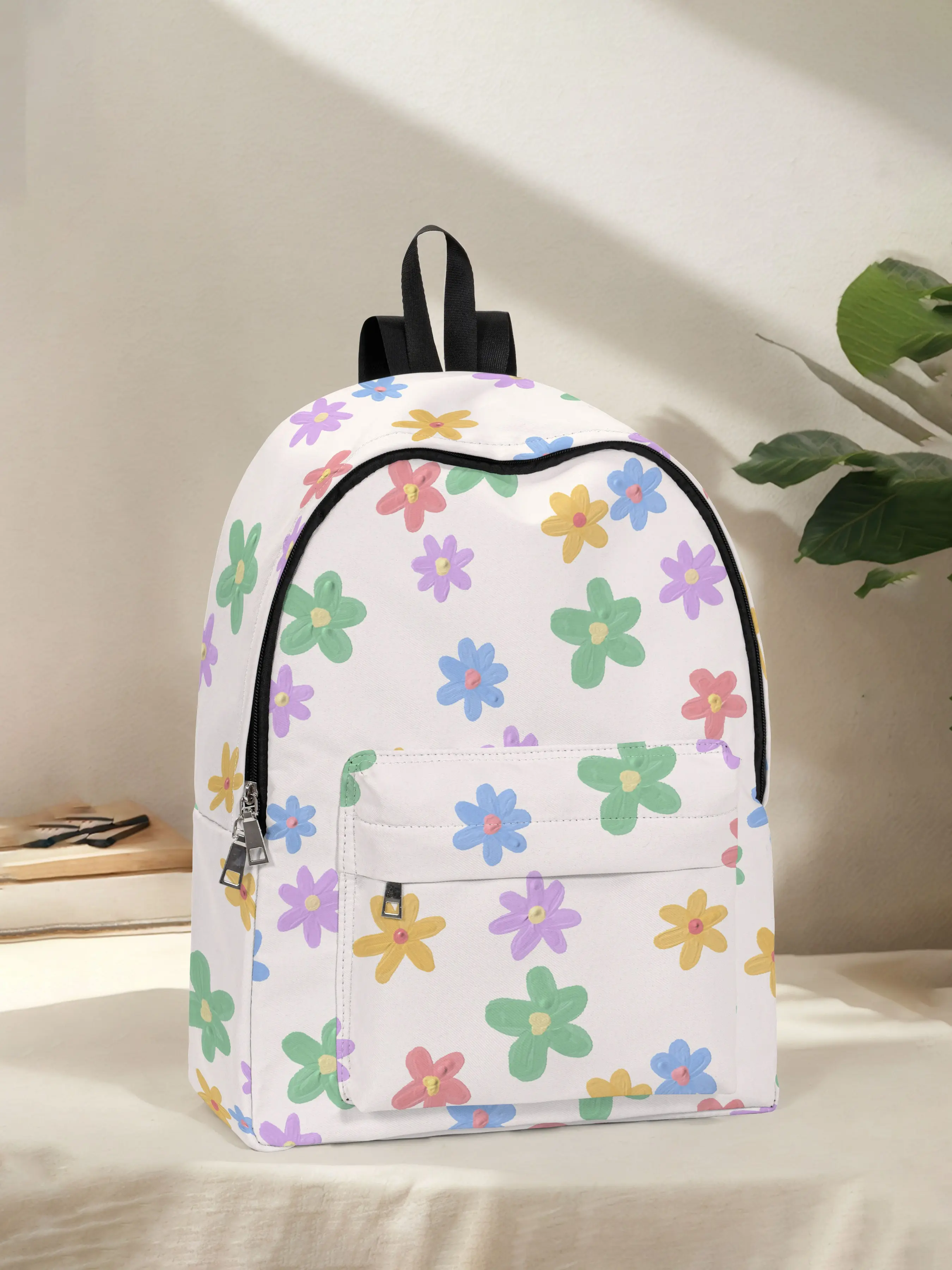 Floral Print Backpack, Fun Design, Fashionable Look, Vibrant Floral Print, Spacious Storage, Ideal for School, Travel, Business Trips, Back-To-School Season