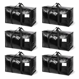 Songrey Heavy Duty Moving Bags, 6 Pack Large Storage Bags with Zipper & Handles, Waterproof Totes Bags for Clothes Packing, Moving, College Supplies,...