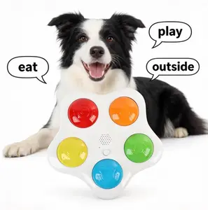 all for paws PetSafe Rechargeable Dog Communication Buttons 5-Color Cat Talking Buttons with 15-Second Voice Recording & Playback for Training Interactive Brain-Training Toy