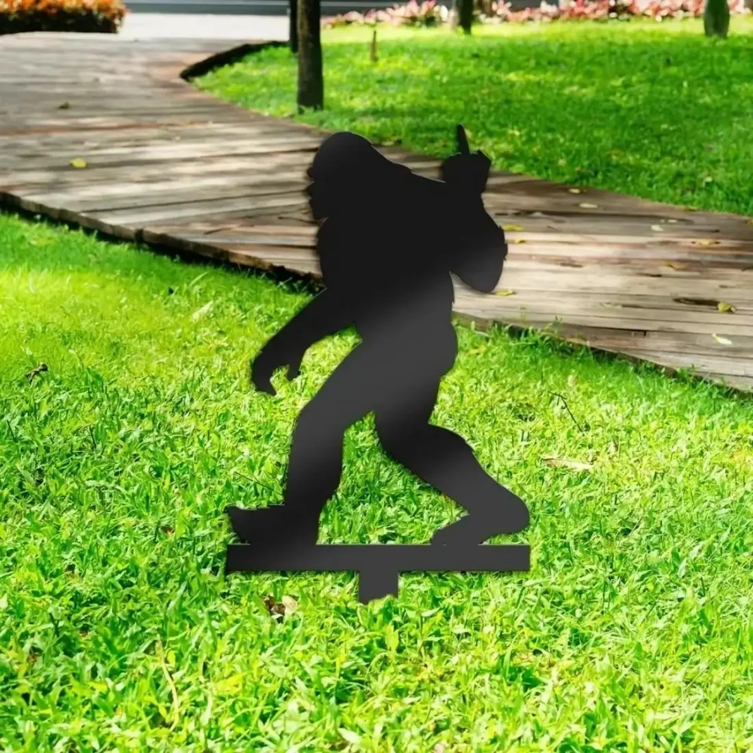 Sasquatch Silhouette Yard Stake, Durable Outdoor Decor for Garden and Patio, Perfect Housewarming Or Halloween Gift