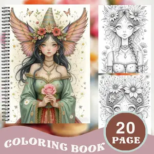 Magical Fairy Garden Coloring Book, Dual Spiral Binding A4 Paper, 20 Unique Designs, Vibrant Themes, Perfect for Stress Relief, Creative Gifts