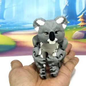 3D Printed Koala Bear Hugger, 3 Inches Articulated Wild Animal Koala Bear Toy, Cute Realistic Fidget Animal Toy, AKB001-GRAY